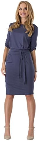 Juicy Peach Fashion Women's Midi Dress Casual Office Trendy Fall Dress 8 Dark Grey