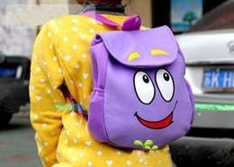 Dora The Explorer Backpack Mr Face Plush Backpack Shool Bag Purple Toddler Size (4 Pieces)