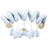 Tuc Tuc Light Blue Spiral Activity Wrap Baby Toy. Newborn Rattle Toy. Moons and Stars Collection.
