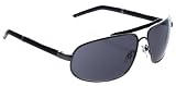 Dickies - Dickies Unisex Sport Aviator Vortex Sunglasses, Silver w/ Black Leather/Dark Grey