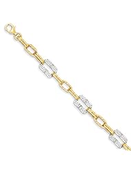 14k Two Tone Polished Fancy Link Bracelet Length 7.5"