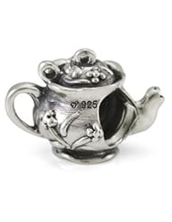 Genuine Ohm Beads (TM) Product. 925 Sterling Silver Pretty Teapot European Bead Charm. 100% Satisfaction Guaranteed.