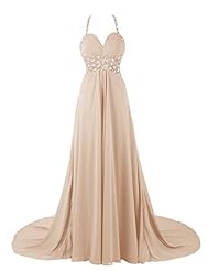 Sexy Halter Chiffon/Polyester Beaded Evening Dress/Prom Dress/Party Dress/Wedding Dress  with a Cathedral Train 