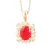 14K Oval Ruby & Diamond Star Light Pendant
