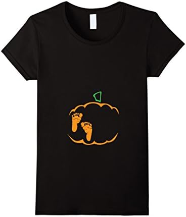 Women's Little Pumpkin Shirt, Cute Halloween Pregnancy Announcement Medium Black