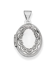 Genuine IceCarats Designer Jewelry Gift 14K Wg 17Mm Oval Embossed Border Locket