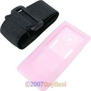Clear Pink Silicone Skin Cover w/ Armband for Samsung T10 / YP-T10