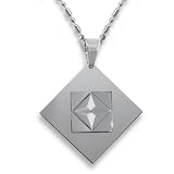 Tungsten Carbide 3 Piece Pendant with Faceted Squares on 24 Inch Ball-Bar Chain