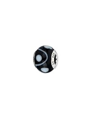 Sterling Silver Black And White Italian Murano Charm