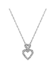 Sterling Silver White Diamond Heart Pendant Necklace (0.25 cttw)