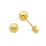 14K Yellow Gold 4mm Ball Stud Earrings with screw-back for Baby and Children