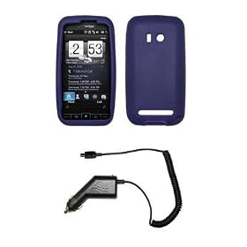 Premium Purple Soft Silicone Gel Skin Cover Case + Rapid Car Charger for HTC Imagio