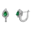 18K White Gold Emerald and Diamond Earrings