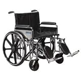 Drive Medical Sentra Extra Heavy Duty Wheelchair with Various Arm Styles and Front Rigging Options, Black, Bariatric 24