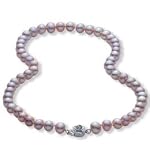 Lavender 6-7mm AAA Cultured Pearl Strand Princess Necklace w. CAREFREE Sterling Silver Rose Clasp 18