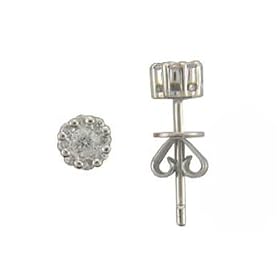 14k White Gold Diamond Stud Earrings by 