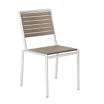Big Sale Euro Style Nathan Stacking Chair in Taupe Teak-like Slats and Stainless Steel, Set of 4