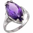 14Kt White Gold Antique Style Amethyst Filigree Ring