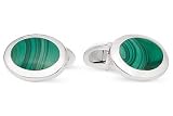 Sterling Silver Malachite Cufflinks