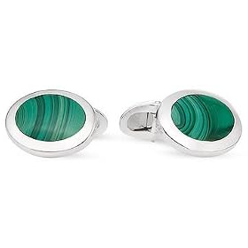 Sterling Silver Malachite Cufflinks by 