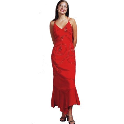 Formal Evening Gown. Red Beaded Tank Dress for Prom, Party, Wedding by Sean Collection (1715)