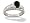 14K White Gold Genuine Oval Black Onyx and Diamond Antique Style Ring - Size 4