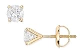 1 Carat Diamond Stud 14K Yellow Gold Earrings