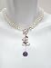 Jewelry : White Freshwater Pearl Necklace with Pearl and Semiprecious Stone Drop