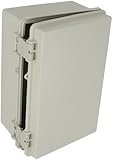 BUD Industries NBF-32016 Plastic ABS NEMA Economy Box with Solid Door, 11-51/64" Length x 7-55/64" Width x 5-7/64" Height, Light Gray Finish