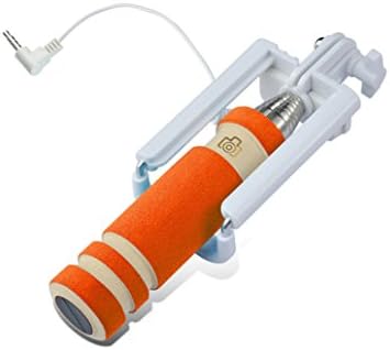 WORLDIGITAL Mini Far Point Shot Self-fold with Wire Rod Pocket Self-timer Self Artifact Wire Cell Phone Selfie Sticks Without Bluetooth Not Need Battery (Orange)