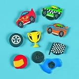 24 Race Car Rubber Fun Buttons