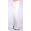 5 Inch Sexy Thigh Boot With Lace At The Rear White Leather High Heel Boot