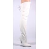 5 Inch Sexy Thigh Boot With Lace At The Rear White Leather High Heel Boot