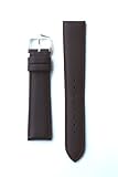 16mm Classic Brown Italian Calfskin Leather Watchband with S/S Buckle.