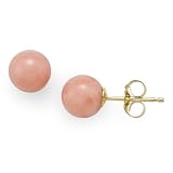 Pink Coral Earrings in 14K Yellow Gold