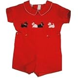 Boys Scottie Dog Smocking on Corduroy Shortall by Collection Bebe de Vive La Fete (12M - 24M)