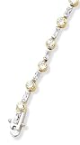 2/T bezel set round clear CZ and baguettes Solid Sterling Silver 7 1/4 Bracelet