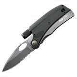 Tool Logic SLP4 Slpro4, Multifunction Folding Knife With Flashlight Plus Handcuff Key And Signal Whistle, Silver