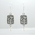 Bird Earrings in Sterling Silver with Pearl Drops, #9134
