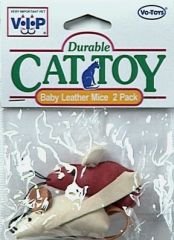 Vo-Toys Leather and Suede Baby Mice 2 pack Cat Toy