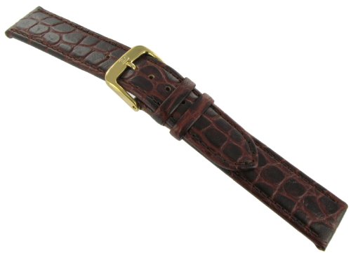 12mm Di-Model Anti-allergic Croco Grain Genuine Calfskin Leather Brown Watch Band Tiffany