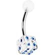 Clear Acrylic Blue Gem Dice Belly Ring