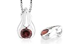 Round Cut Garnet Pendant Sterling Silver