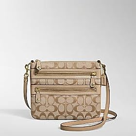 AUTHENTIC COACH BONNIE SIGNATURE DOUBLE ZIPPER CROSSBODY SWINGPACK 42556 (Khaki/Sand)