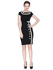 Vintage Above the Knee Cotton/Polyester Square Neck Bodycon Dress/Evening Dress/Prom Dress/Party Dress/Wedding Dress 