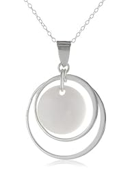 Sterling Silver Double Circle with Gemstone Center Pendant Necklace, 18"