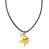 Minnesota Vikings Leather Cord Necklace and Enameled Pendant NFL Football Sports Team Logo