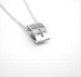 030.Striking Brushed Sterling Silver Cross Pendant