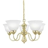 Thomas Lighting SL8010-1 Whitmore - Five Light Chandelier, Polished Brass Finish with Etched Glass