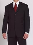 Andrew Fezza Black Wrinkle Resistant 3-Button Stripe Suit